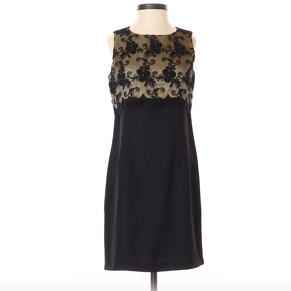 Nicole Miller | Black Lace Olive Green Dress Med
